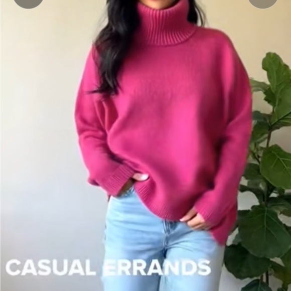 J.Crew luxe Alpaca & Wool blend Magenta Pink Turtleneck Sweater - Picture 3 of 8